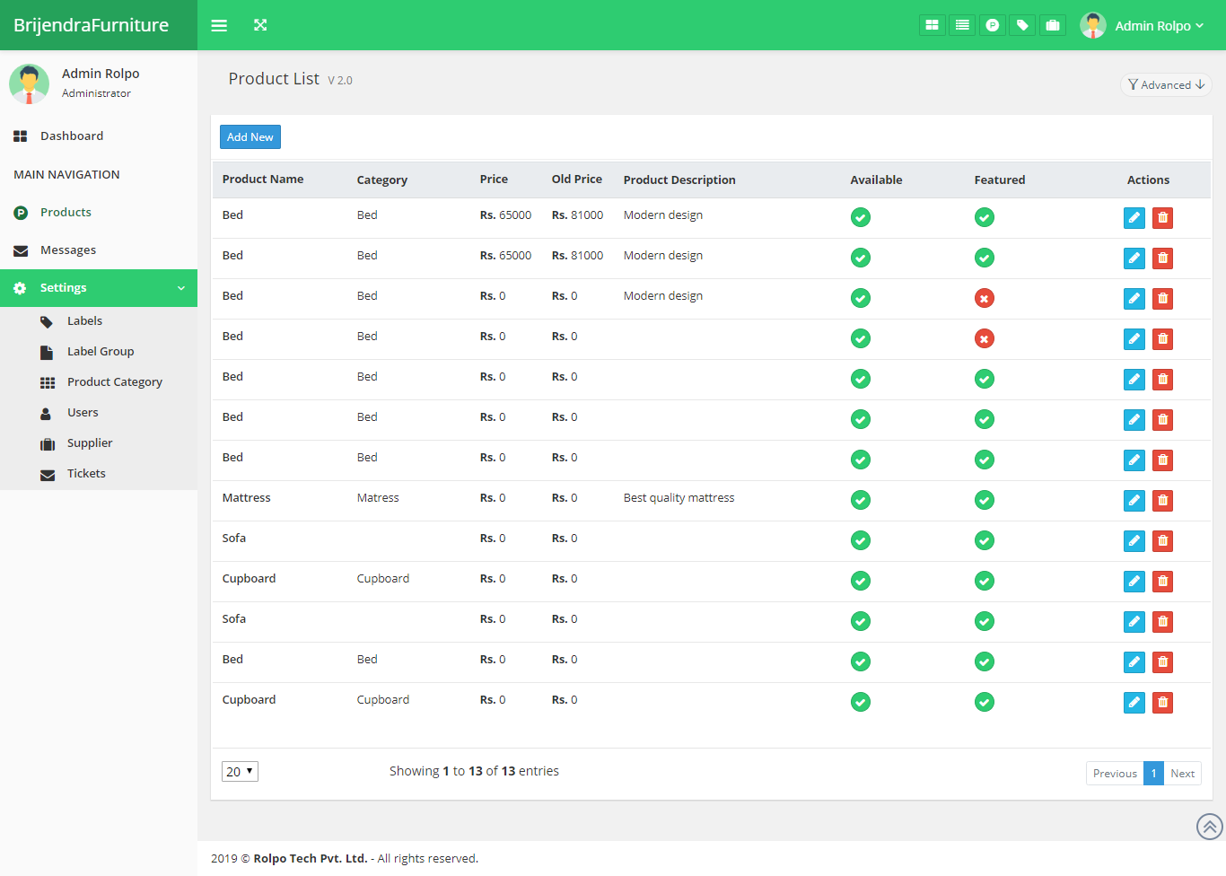 Tailor detail page of customitnow