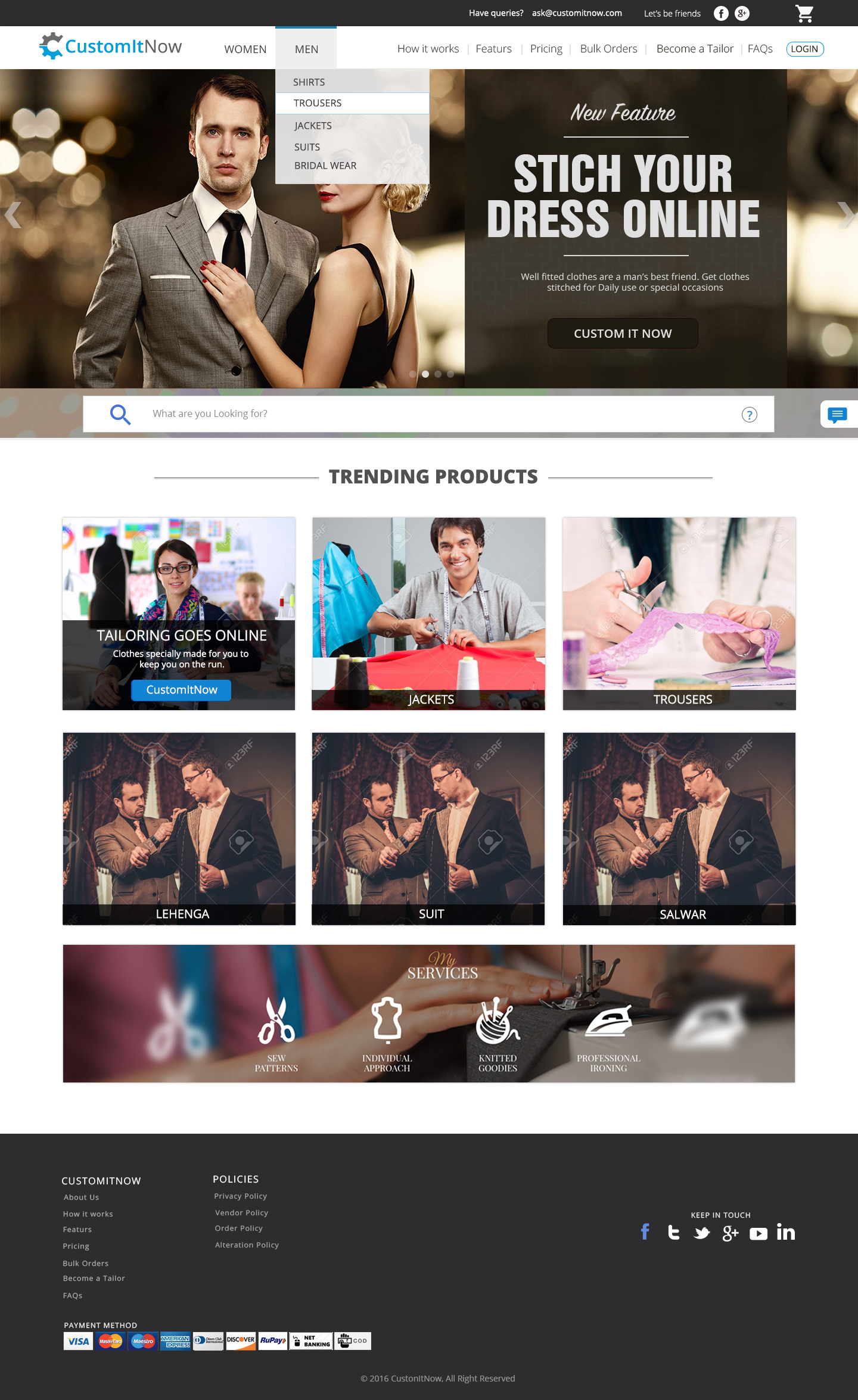 Home page of customitnow